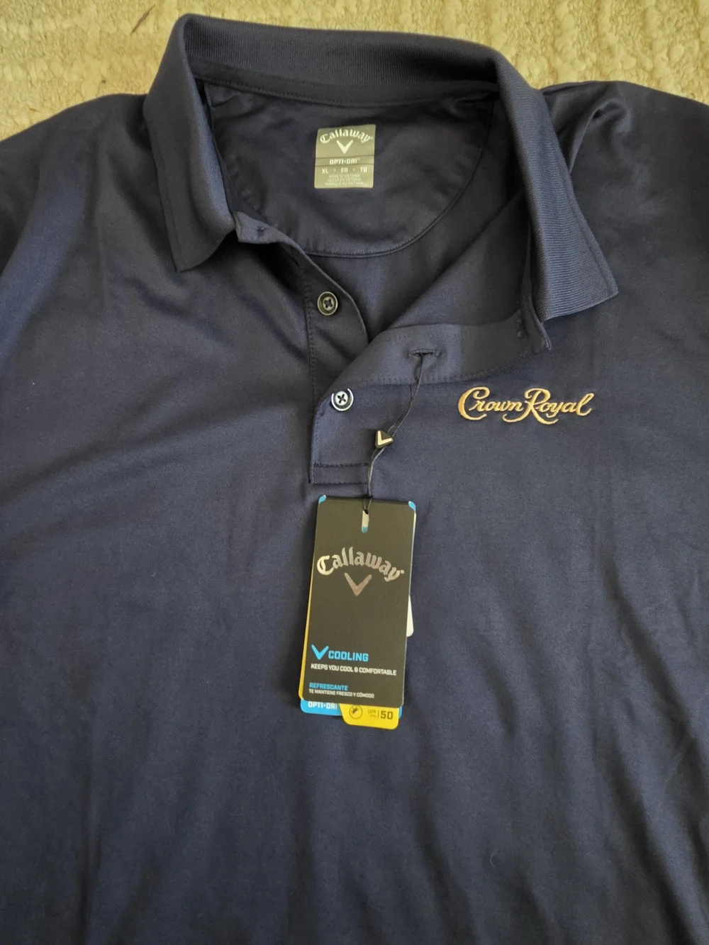 Callaway Men’s Navy Golf Polo Shirt with Crown Royal Embroidery, XL - Picture 2 of 3